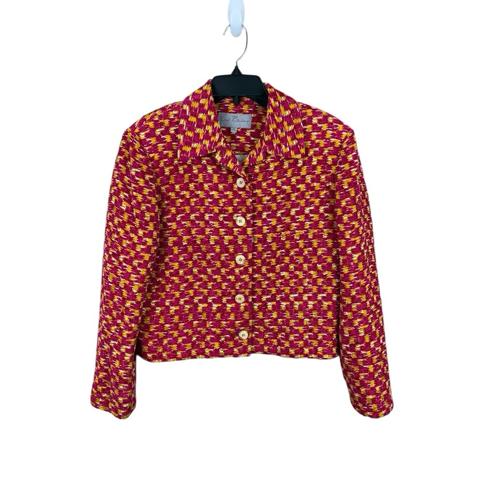 Vintage Emil Rutenberg Jacket Blazer Womens Size Small Pink Yellow‎